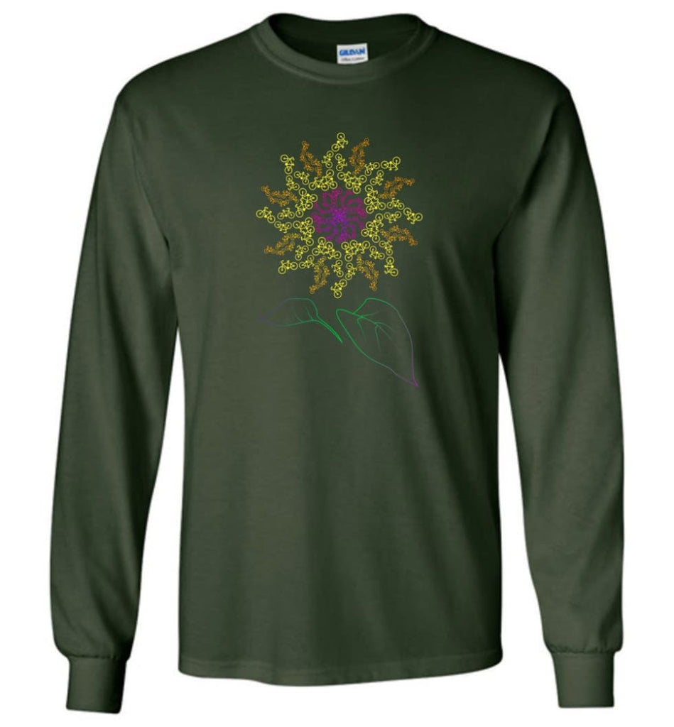 Bicycle Sunflower Bike with a decor Sunflower print - Long Sleeve - Forest Green / M - Long Sleeve