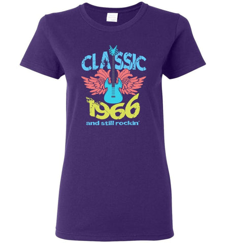 Birthday Gift Shirt Music Classic 1966 And Still Rockin Women Tee - Purple / M