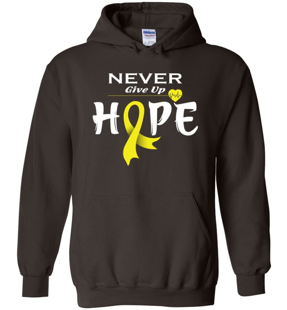 Bladder Cancer Awareness Never Give Up Hope Hoodie - Dark Chocolate / M