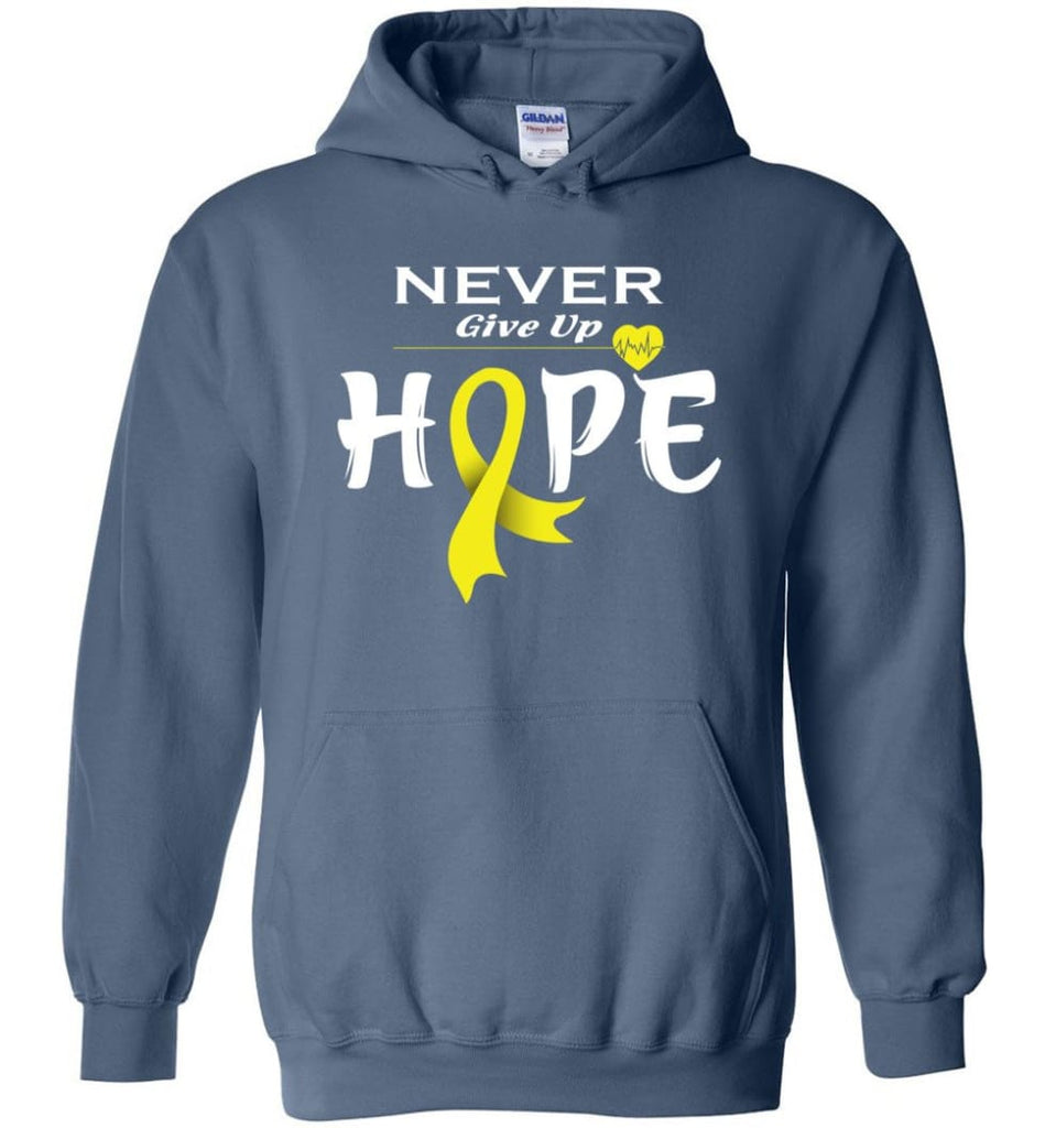 Bladder Cancer Awareness Never Give Up Hope Hoodie - Indigo Blue / M