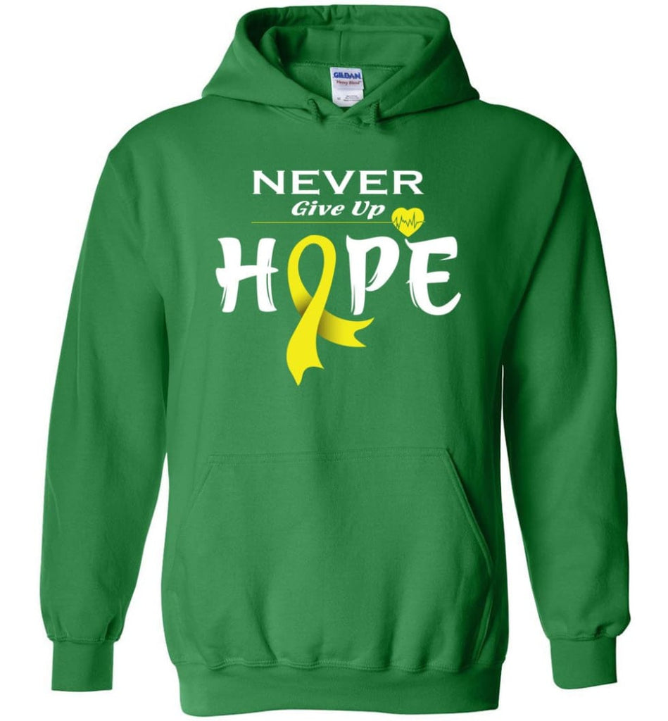 Bladder Cancer Awareness Never Give Up Hope Hoodie - Irish Green / M