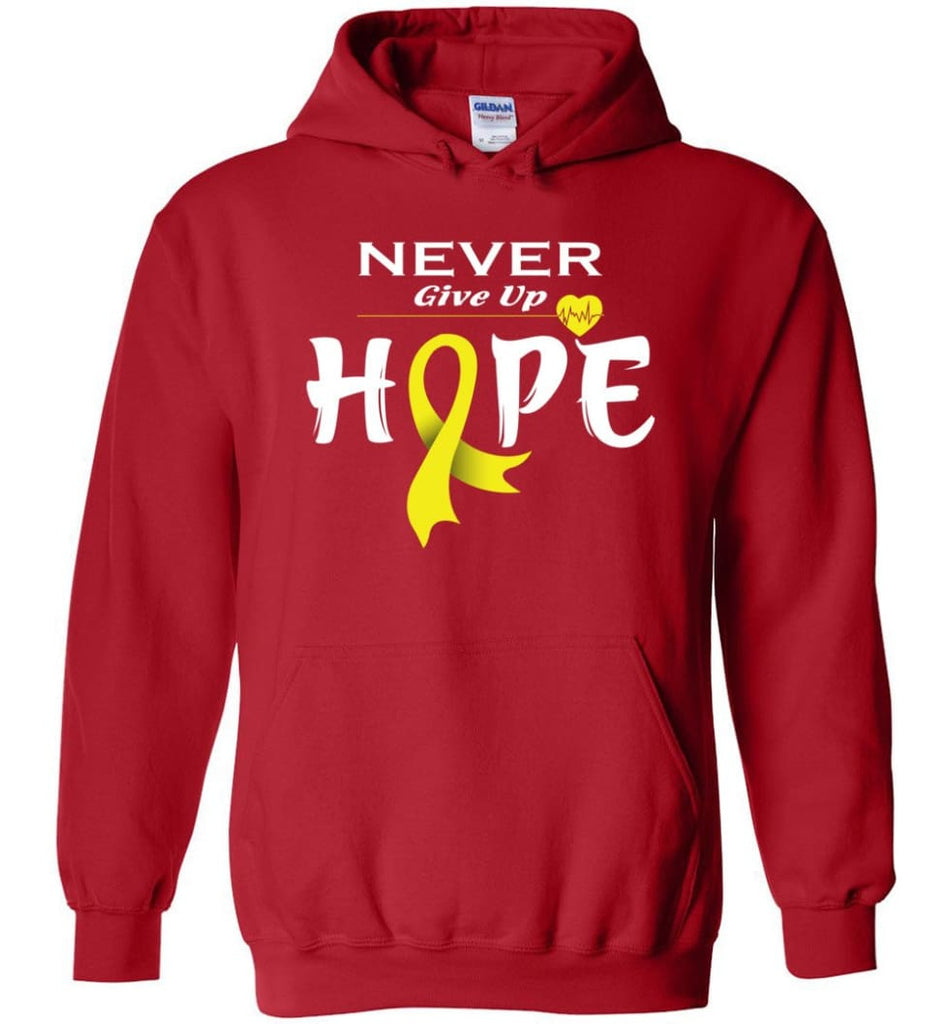 Bladder Cancer Awareness Never Give Up Hope Hoodie - Red / M