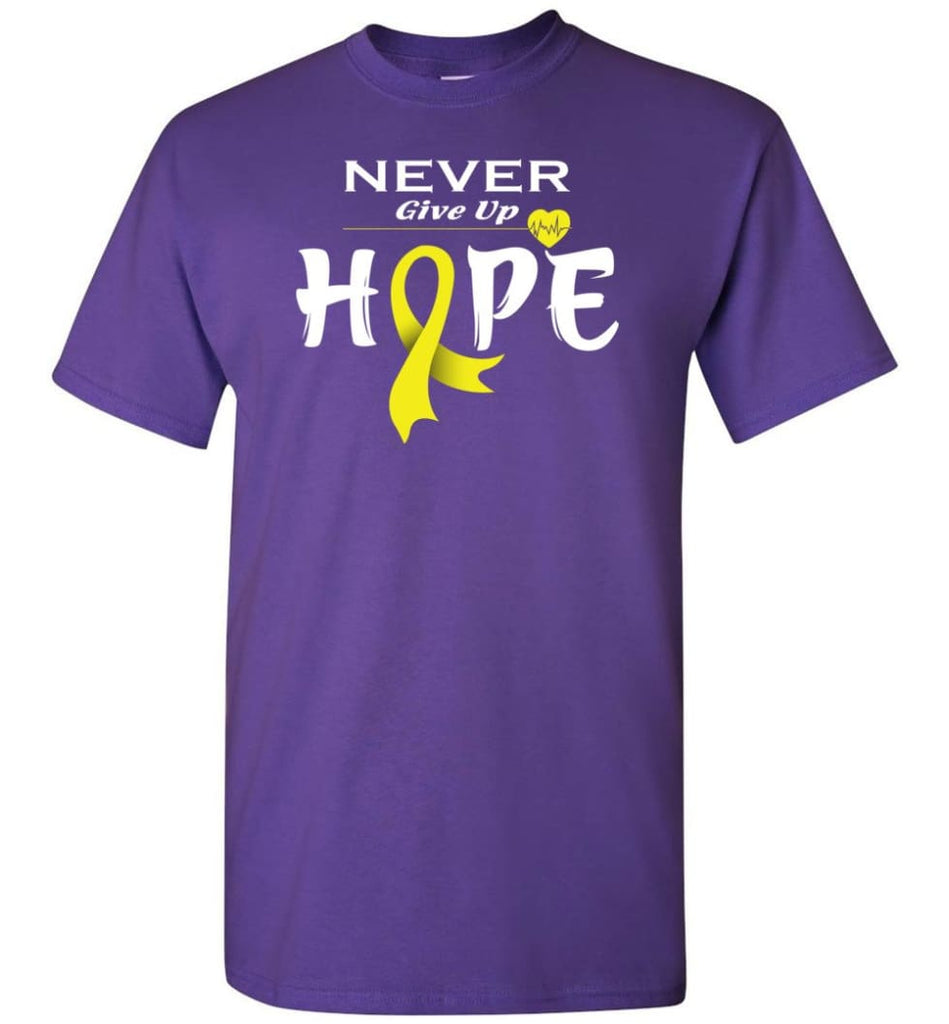 Bladder Cancer Awareness Never Give Up Hope T-Shirt - Purple / S