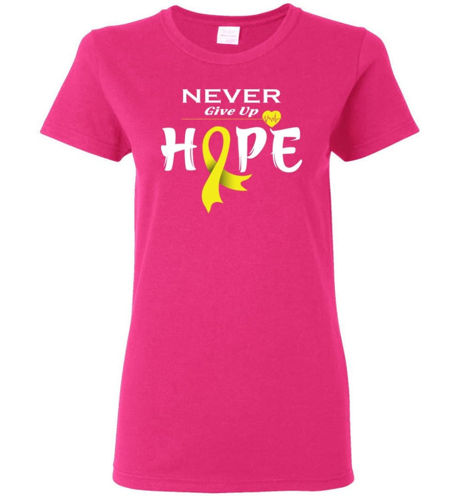 Bladder Cancer Awareness Never Give Up Hope Women Tee - Heliconia / M