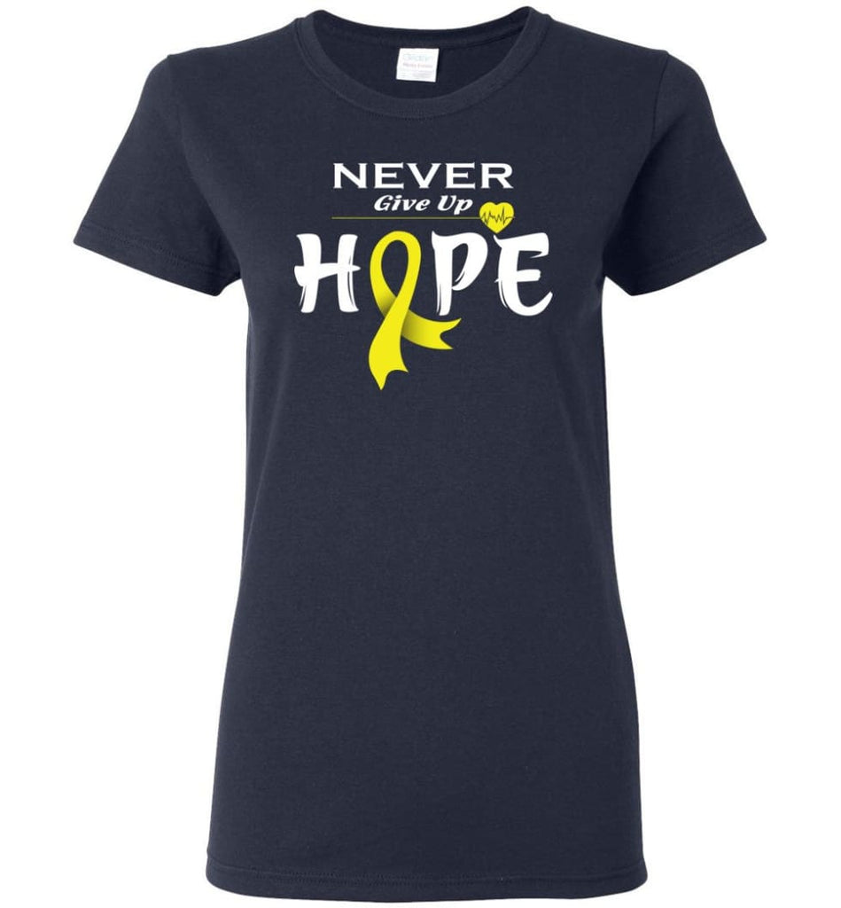 Bladder Cancer Awareness Never Give Up Hope Women Tee - Navy / M