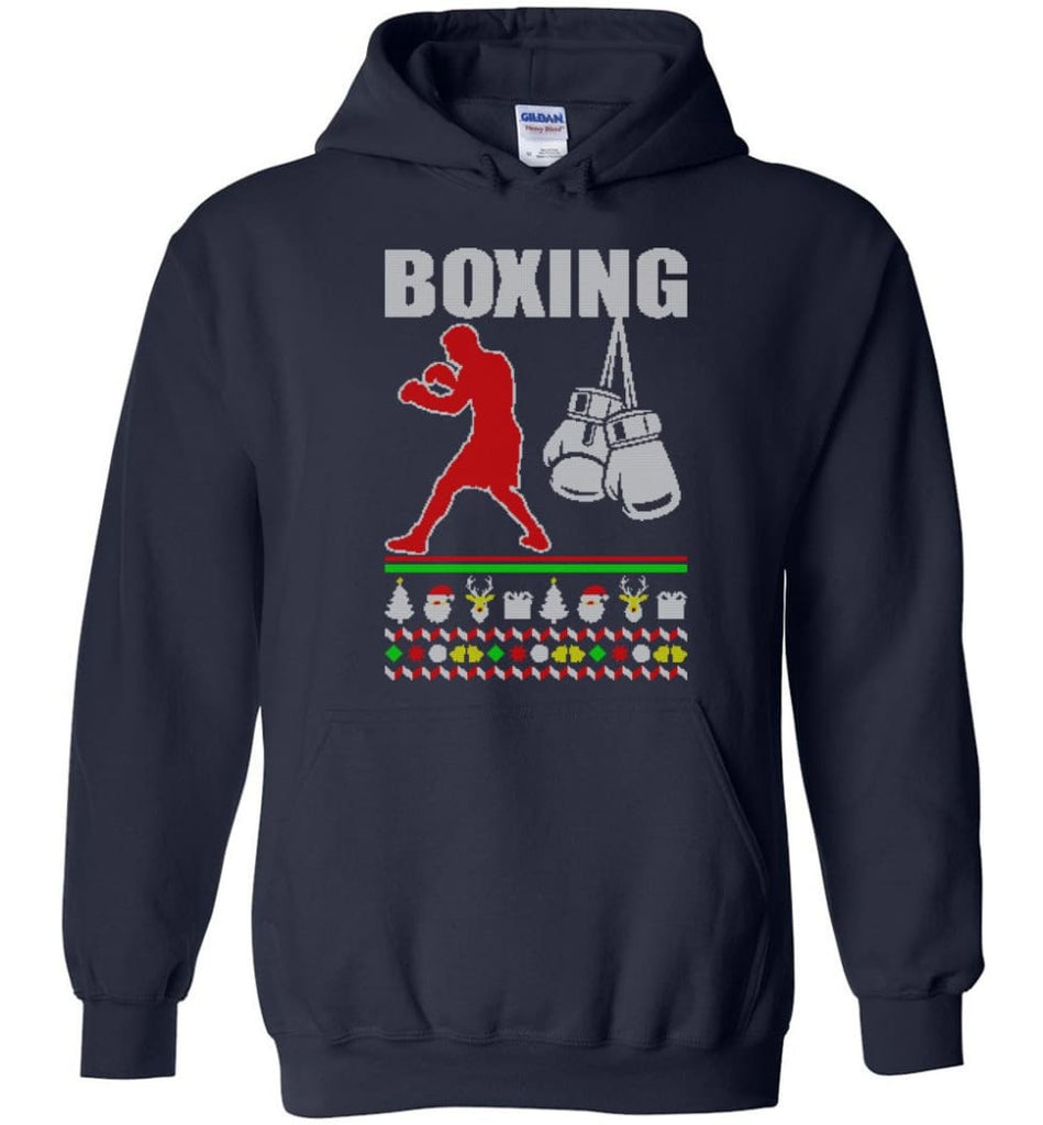 Boxing Ugly Christmas Sweater - Hoodie - Navy / M