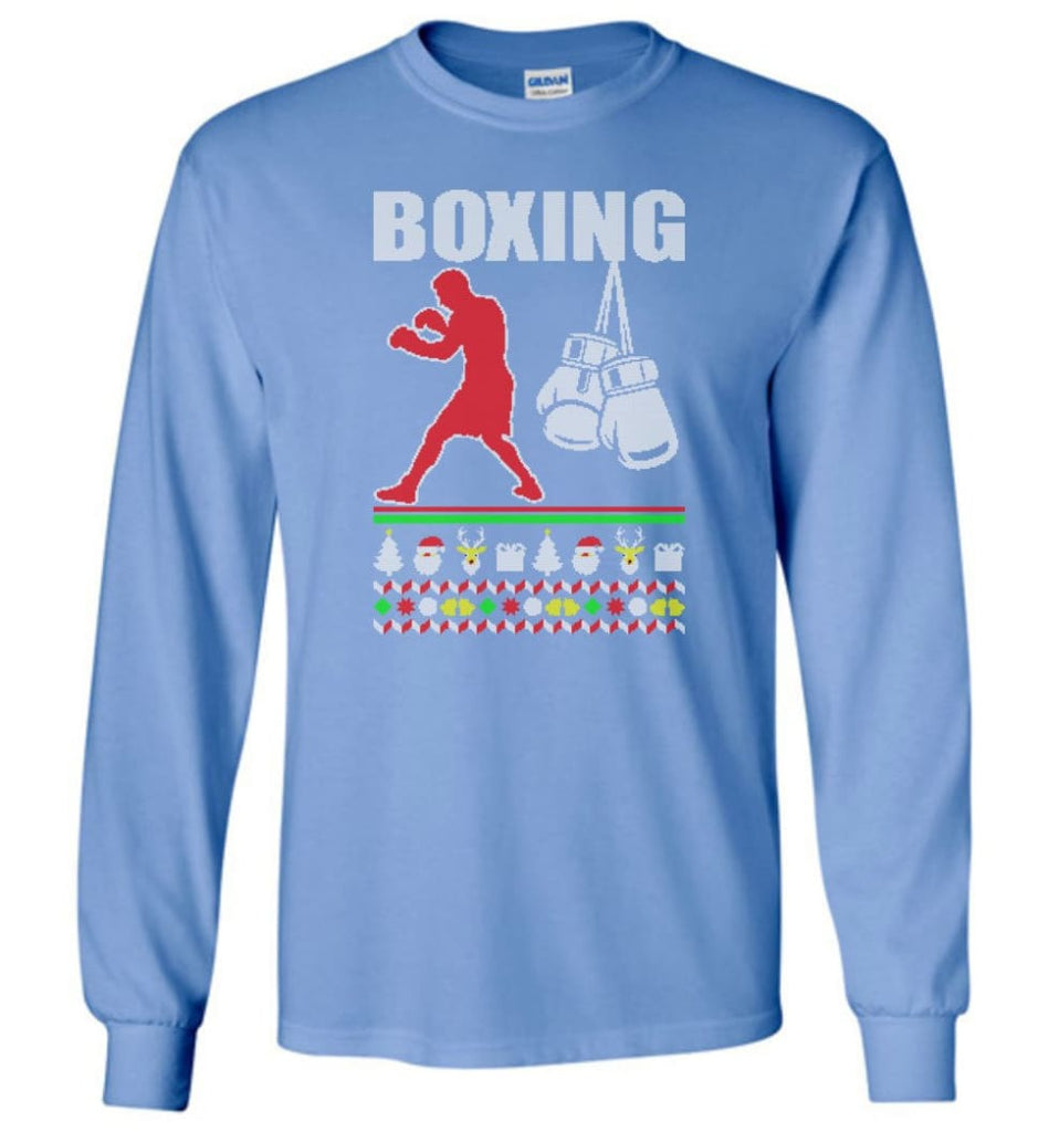 Boxing Ugly Christmas Sweater - Long Sleeve T-Shirt - Carolina Blue / M