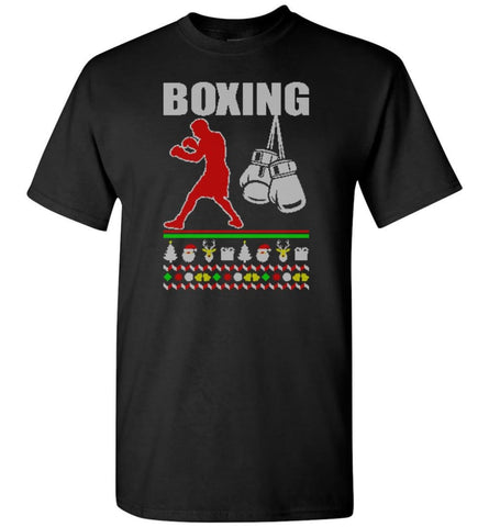 Boxing Ugly Christmas Sweater - Short Sleeve T-Shirt - Black / S