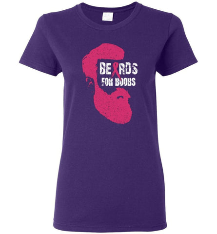Breast Cancer Beards for Boobs Breast Cancer Awareness Women Tee - Purple / M