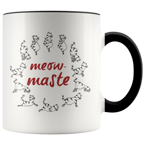 Meow-maste Cat Lover Gift Meow-Cats and Yoga Meditation Namaste Premium Accent Mug