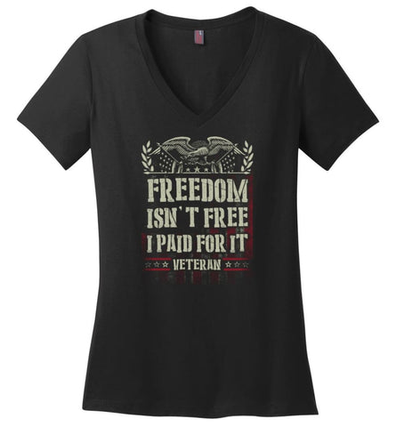 Call Me Back I Am Ready I Am A Veteran Shirt Ladies V-Neck - Black / M