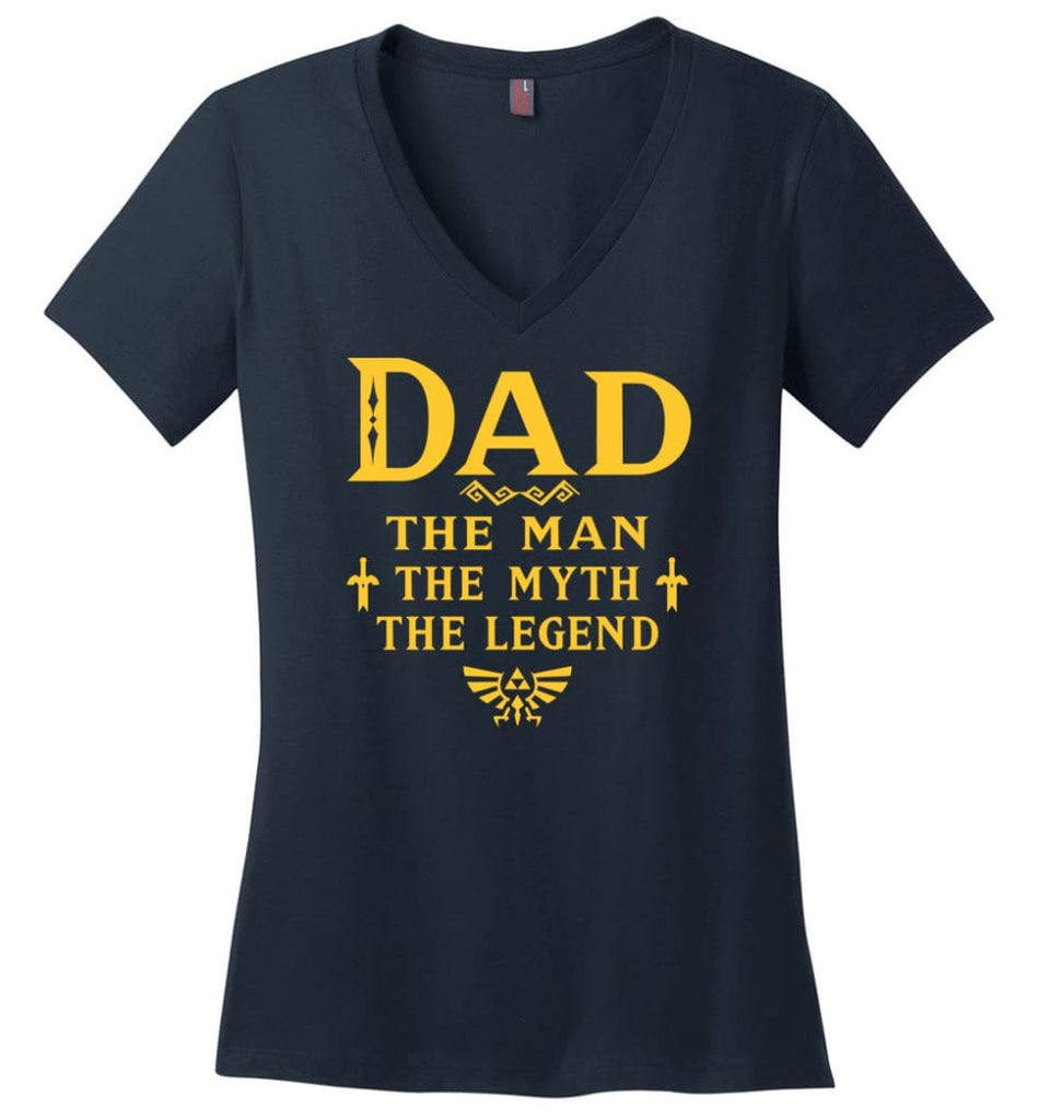 Called Papa Shirt Top Best Shirt For Farther’s Day Ladies V-Neck - Navy / M