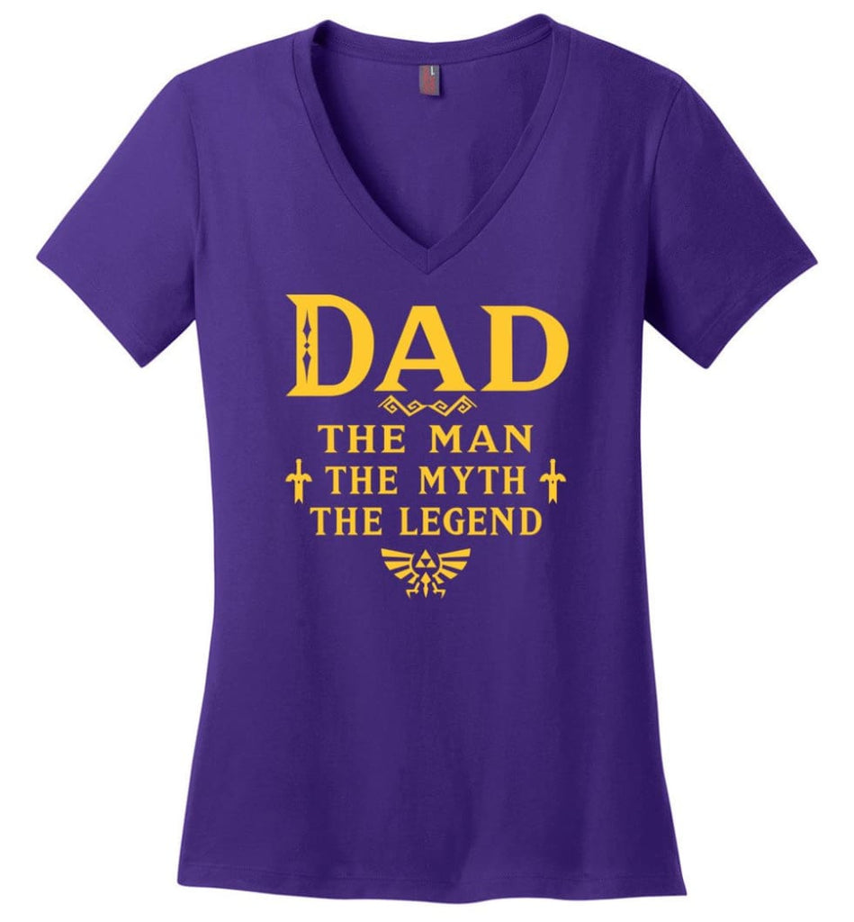 Called Papa Shirt Top Best Shirt For Farther’s Day Ladies V-Neck - Purple / M