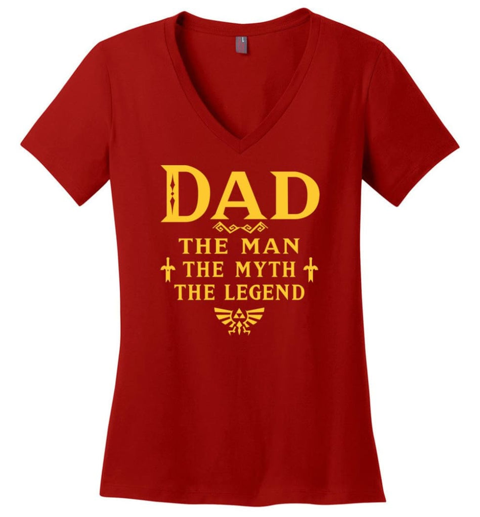 Called Papa Shirt Top Best Shirt For Farther’s Day Ladies V-Neck - Red / M