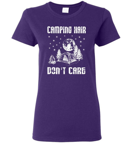 Camping Hair Don’t Care Shirt Funny Camping T Shirts Women Tee - Purple / M