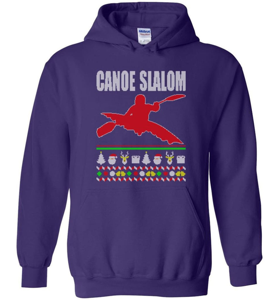 Canoe Slalom Ugly Christmas Sweater - Hoodie - Purple / M