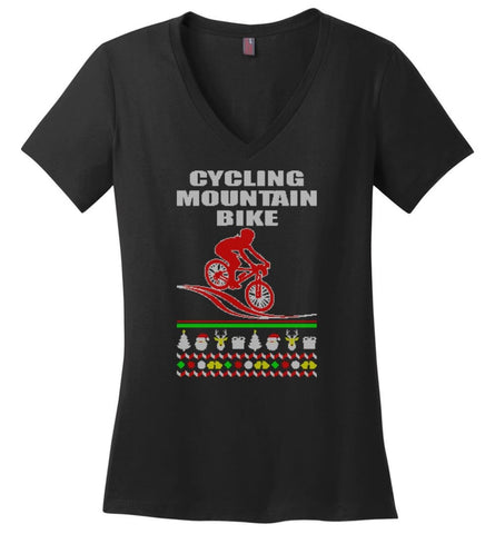 Canoe Slalom Ugly Christmas Sweater Ladies V-Neck - Black / M