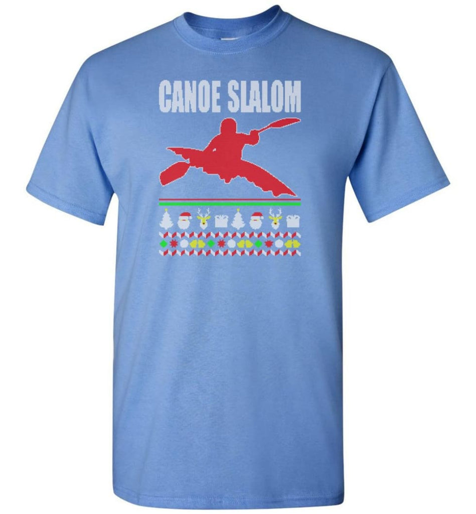 Canoe Slalom Ugly Christmas Sweater - Short Sleeve T-Shirt - Carolina Blue / S