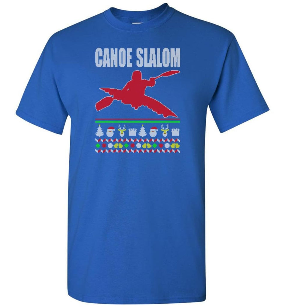 Canoe Slalom Ugly Christmas Sweater - Short Sleeve T-Shirt - Royal / S