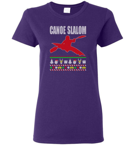 Canoe Slalom Ugly Christmas Sweater Women Tee - Purple / M