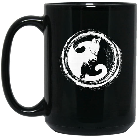 Cat Yin Yang Gift For Cat Lover Cats Owner 15 oz Black Mug - Black / One Size - Drinkware