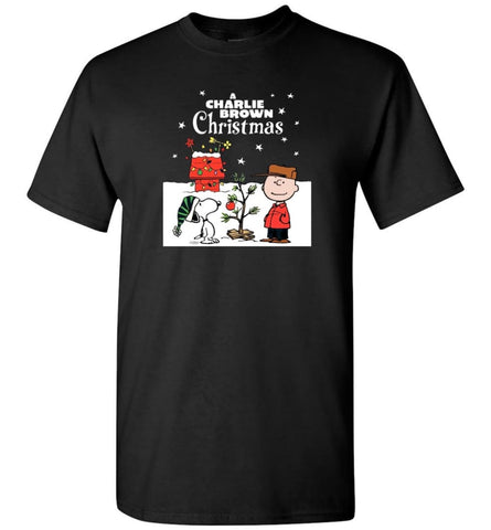 Charlie Brown Christmas Sweatshirt Hoodie Peanuts Snoopy Xmas Gifts - T-Shirt - Black / S