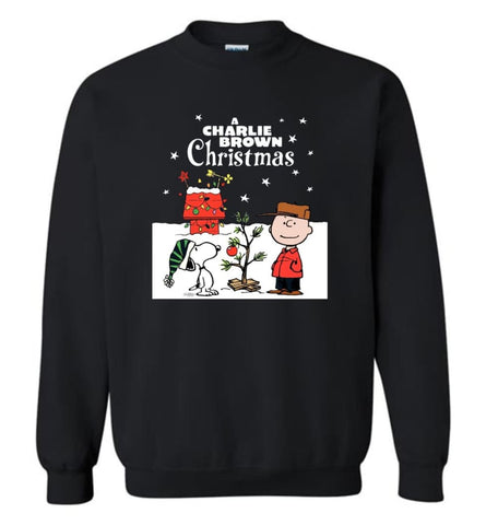Charlie Brown Christmas Sweatshirt Hoodie Peanuts Snoopy Xmas Gifts Sweatshirt - Black / M