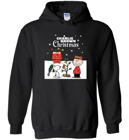 Charlie Brown Christmas Sweatshirt Hoodie Peanuts Snoopy Xmas Gifts - Hoodie - Black / M