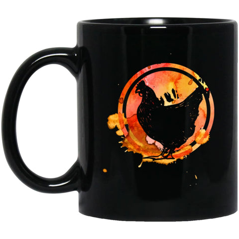 Chicken Lover Gift Watercolor Splash Love Chickens 11 oz Black Mug - Black / One Size - Drinkware
