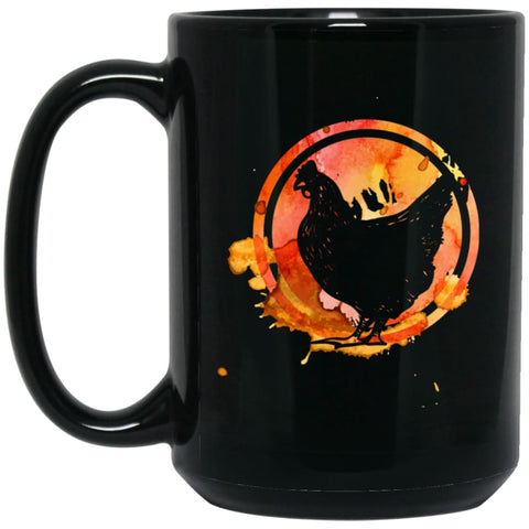 Chicken Lover Gift Watercolor Splash Love Chickens 15 oz Black Mug - Black / One Size - Drinkware