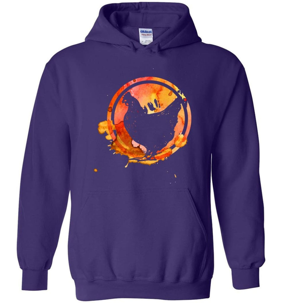 Chicken Lover Graphic Tee Watercolor Splash Love Chickens - Hoodie - Purple / M