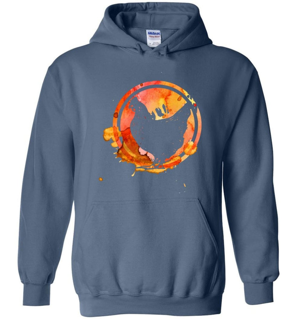 Chicken Lover Graphic Tee Watercolor Splash Love Chickens - Hoodie - Indigo Blue / M