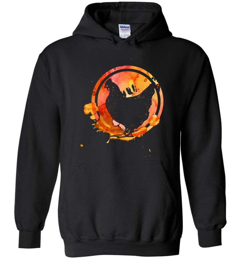 Chicken Lover Graphic Tee Watercolor Splash Love Chickens - Hoodie - Black / M