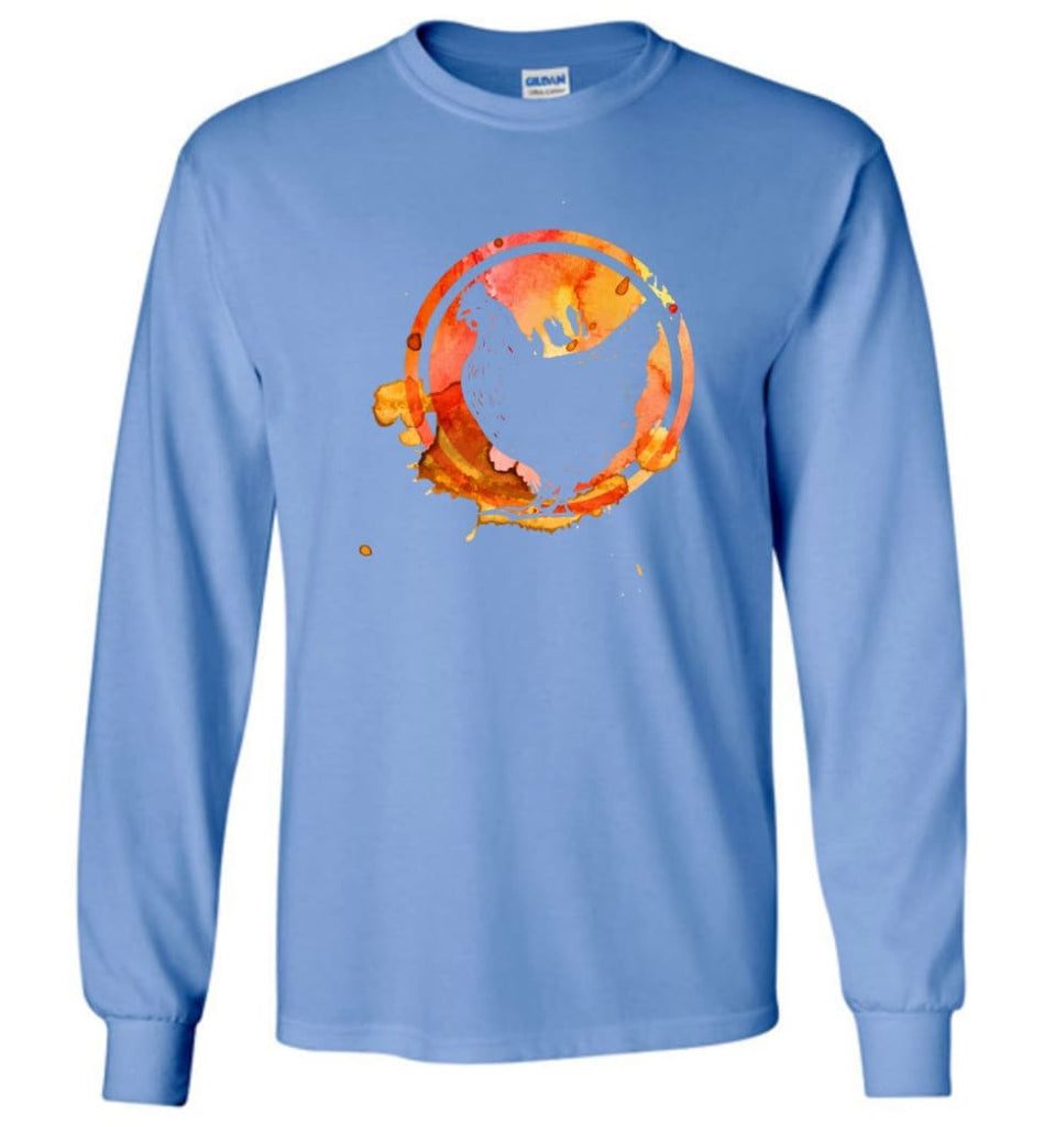 Chicken Lover Graphic Tee Watercolor Splash Love Chickens Long Sleeve - Carolina Blue / M