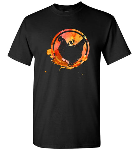 Chicken Lover Graphic Tee Watercolor Splash Love Chickens T-Shirt - Black / S
