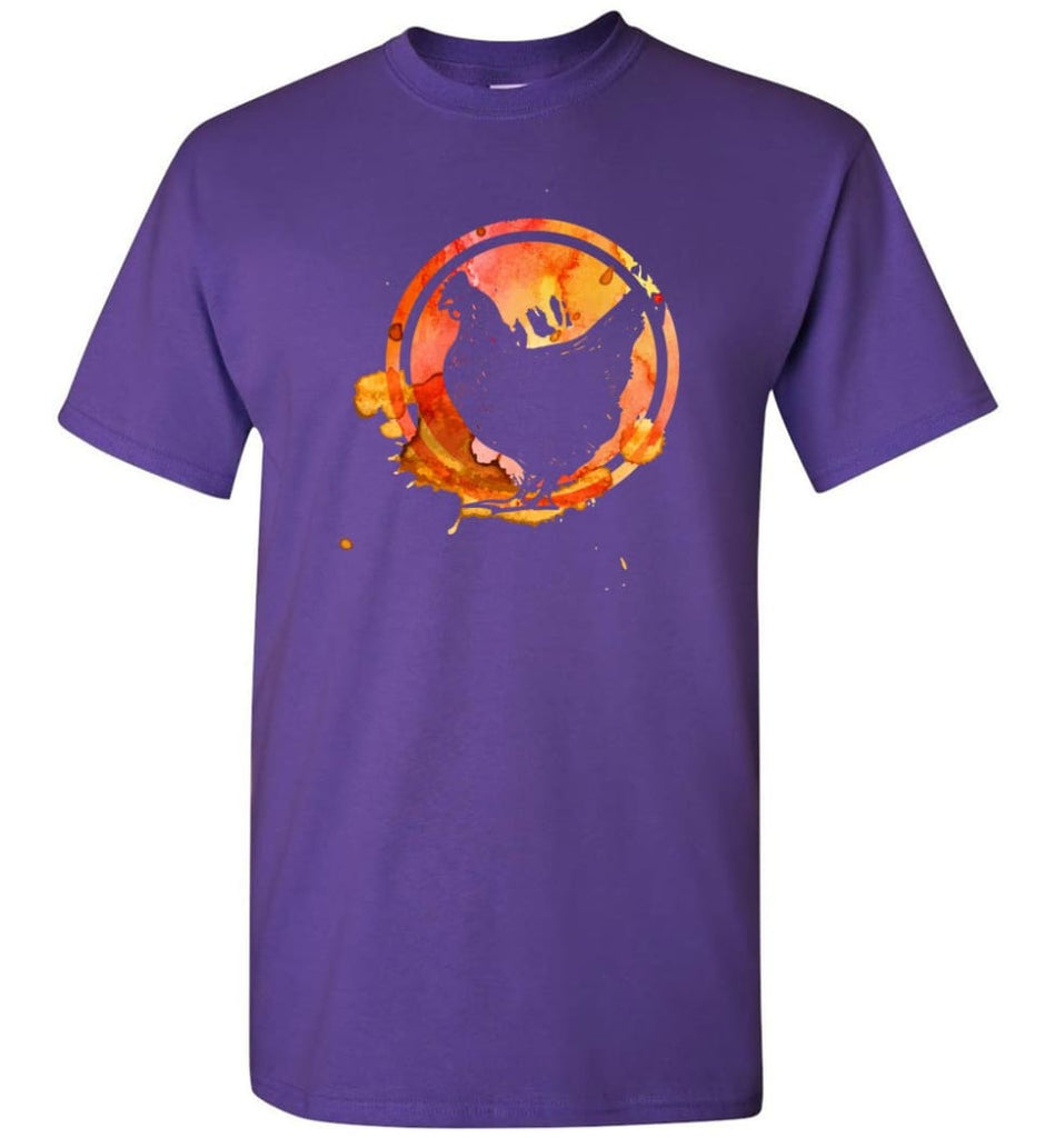 Chicken Lover Graphic Tee Watercolor Splash Love Chickens T-Shirt - Purple / S