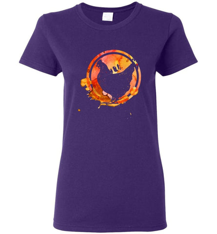 Chicken Lover Graphic Tee Watercolor Splash Love Chickens Women Tee - Purple / M
