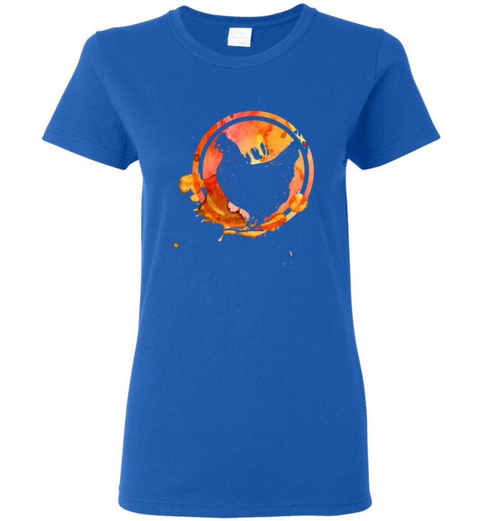 Chicken Lover Graphic Tee Watercolor Splash Love Chickens Women Tee - Royal / M