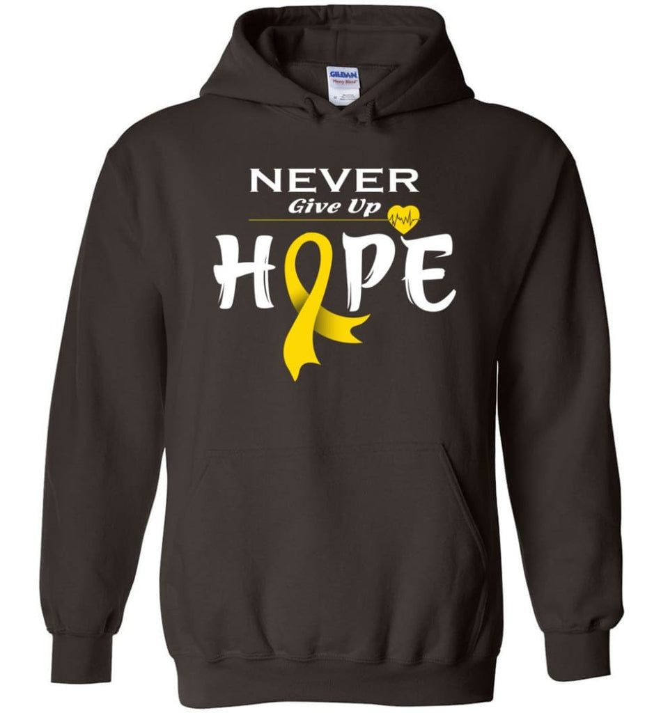 Chilhood Cancer Awareness Never Give Up Hope Hoodie - Dark Chocolate / M