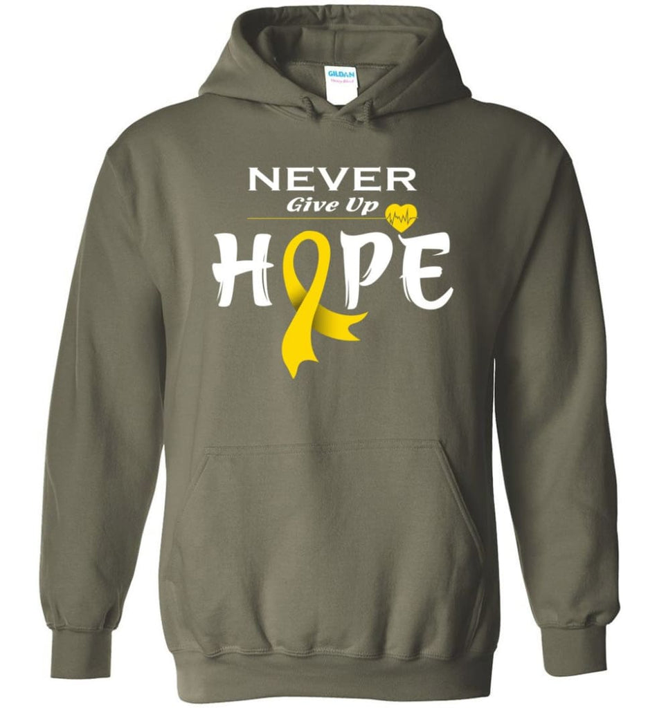 Chilhood Cancer Awareness Never Give Up Hope Hoodie - Military Green / M