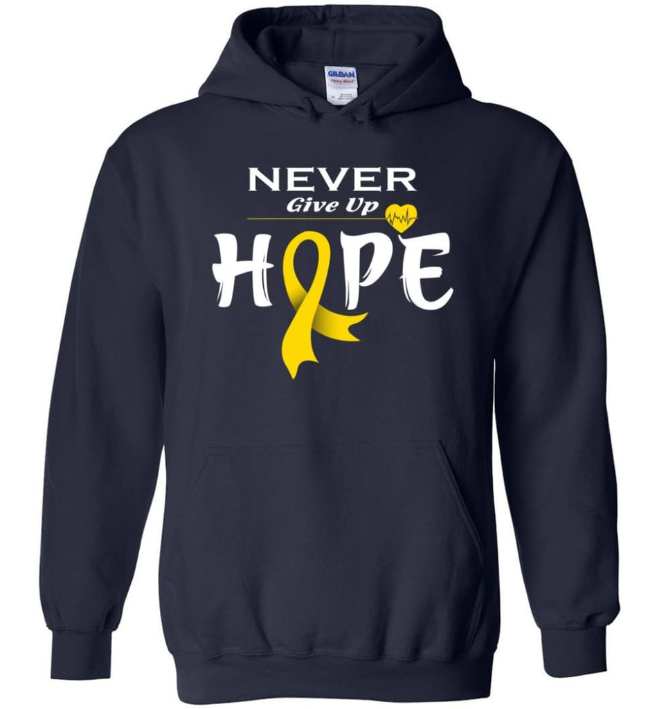 Chilhood Cancer Awareness Never Give Up Hope Hoodie - Navy / M