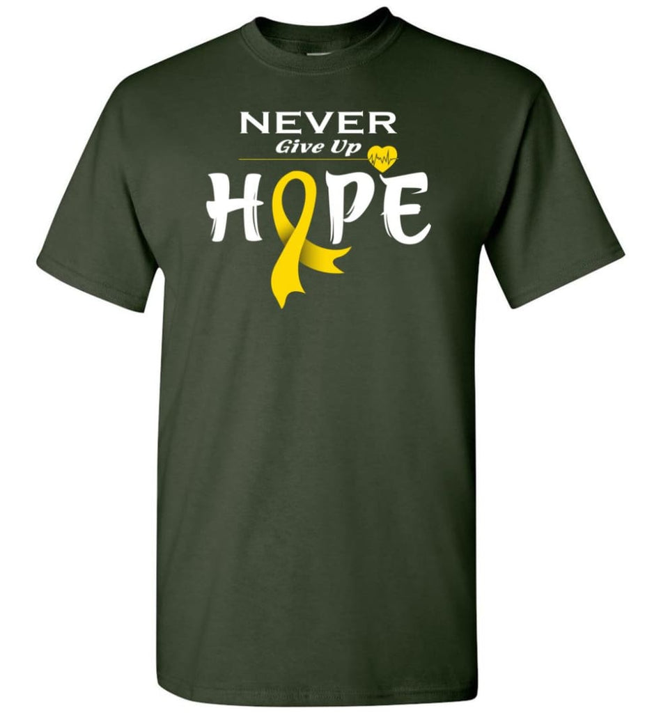 Chilhood Cancer Awareness Never Give Up Hope T-Shirt - Forest Green / S