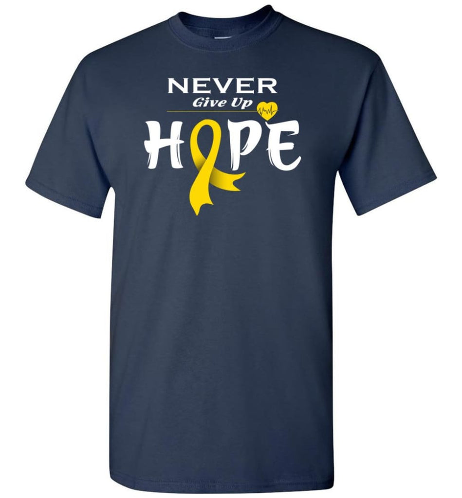 Chilhood Cancer Awareness Never Give Up Hope T-Shirt - Navy / S