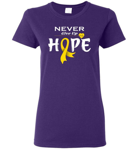 Chilhood Cancer Awareness Never Give Up Hope Women Tee - Purple / M