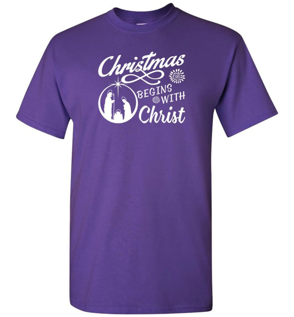 Christmas Begins With Christ T-Shirt - Purple / S