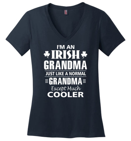 Christmas Grandma Gift for Irish Ladies Women I’m An Cooler Irish Grandma Ladies V-Neck - Navy / M