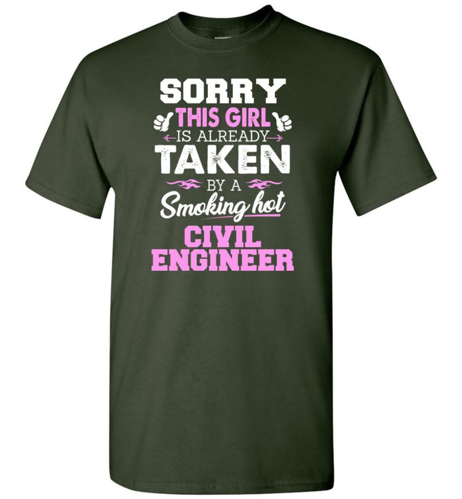Civil Engineer Shirt Cool Gift for Girlfriend Wife or Lover - Short Sleeve T-Shirt - Forest Green / S