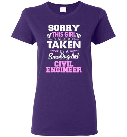 Civil Engineer Shirt Cool Gift for Girlfriend Wife or Lover Women Tee - Purple / M - 6