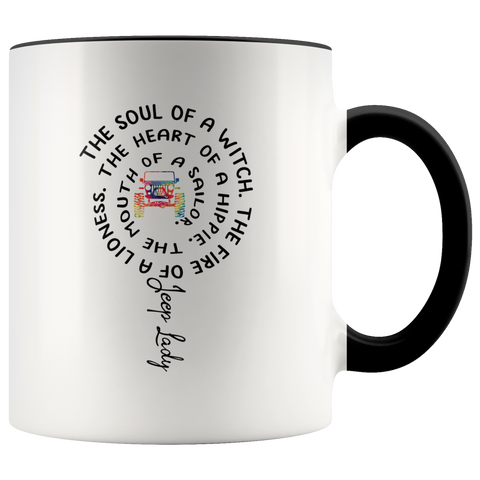 The Soul Of A Witch The Fire Of A Lioness Funny Jeep Lady Birthday Gift Premium Accent Mug