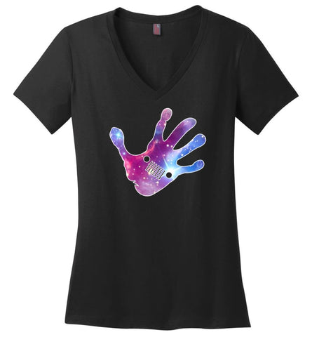 Colorful Water Color Hand Jeep Wave - Ladies V-Neck - Black / M